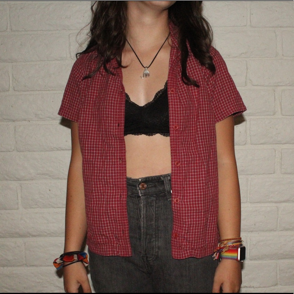 Columbia plaid short sleeved button up shirt